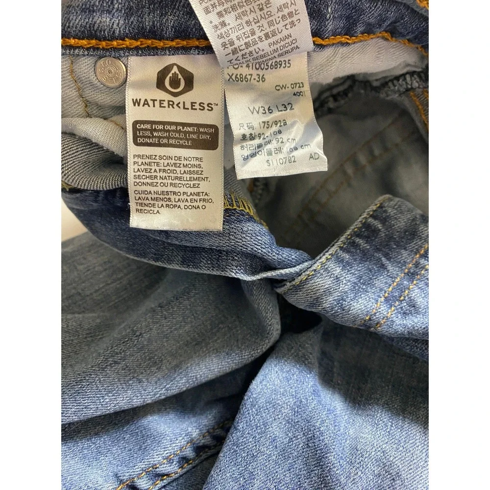 Levis Waterless Mens Blue Jeans W36 L32 Straight Leg‎ Denim Pants